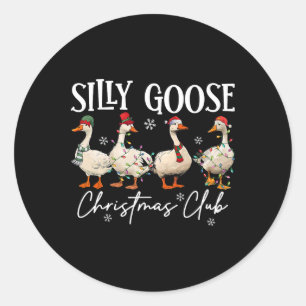 Sticker Rond Silencieux club de Noël Goose Funny lumières de No