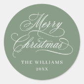 Sticker Rond Silencieux romantique calligraphie Joyeux Noël (Devant)