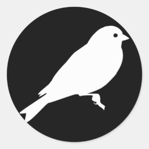 Sticker Rond Silhouette américaine blanche de chardonneret