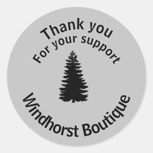 Sticker Rond Silhouette Arbre Merci pour votre support Grey (Devant)