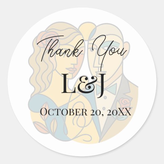 Sticker Rond Silhouette artistique Destination Mariage Art mode (Devant)