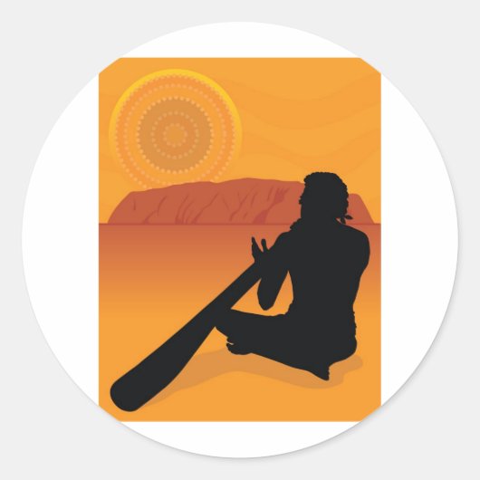 Sticker Rond Silhouette autochtone (Devant)