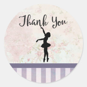 Sticker Rond Silhouette Ballerina sur Merci Motif Vintage