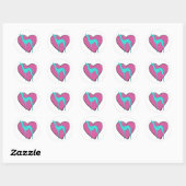 Sticker Rond Silhouette blanche grise et coeur rose mignon (Feuille)