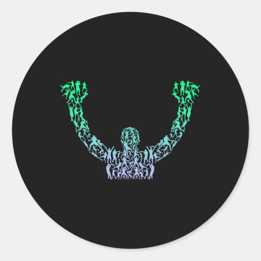 Sticker Rond Silhouette Boys Boxer Boxer Shirt Boxer Mens Boxin (Devant)