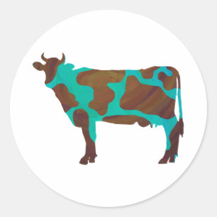 Sticker Rond Silhouette Brown et Turquoise