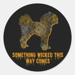 Sticker Rond Silhouette Chien Cavapo Amusant Halloween