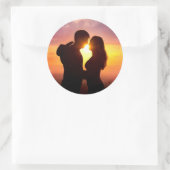 Sticker Rond Silhouette Couple Au coucher Du Soleil (Sac)