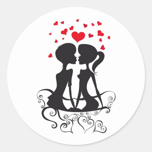 Sticker Rond silhouette couple de la Saint Valentin (Devant)