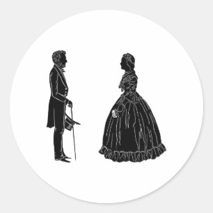 Sticker Rond silhouette d'abraham lincoln mary todd lincoln
