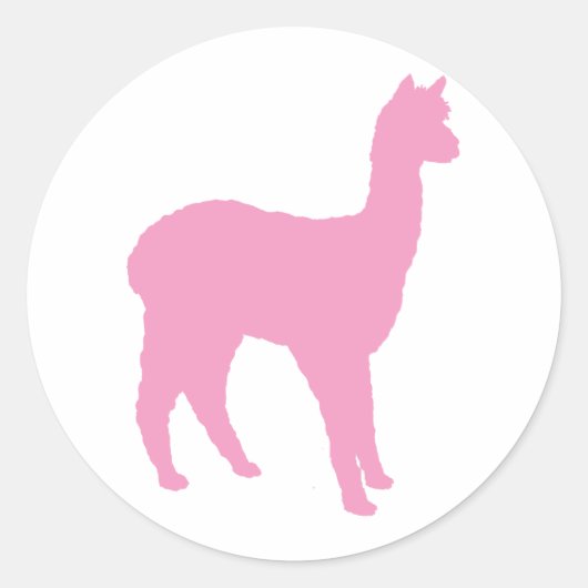 Sticker Rond Silhouette d'alpaga (en rose) (Devant)