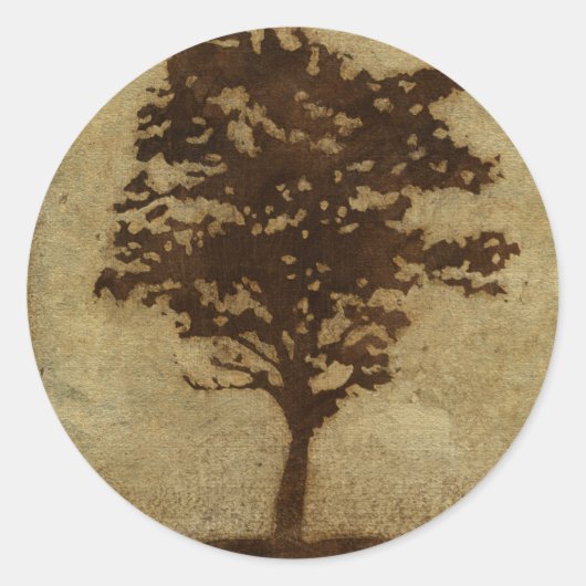 Sticker Rond Silhouette d'arbre sur Arrière - plan de bronze (Devant)