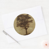 Sticker Rond Silhouette d'arbre sur Arrière - plan de bronze (Enveloppe)