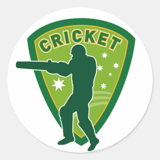Sticker Rond silhouette de batteur de cricket australie (Devant)