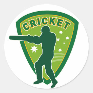 Sticker Rond silhouette de batteur de cricket australie