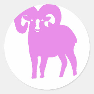 Sticker Rond Silhouette de bélier rose