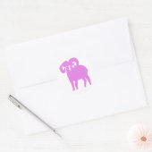 Sticker Rond Silhouette de bélier rose (Enveloppe)