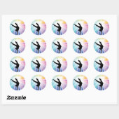 Sticker Rond Silhouette de breakdancer avec explosion d'arc-en- (Feuille)