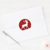 Sticker Rond Silhouette de cerfs - Rouge et Blanc (Enveloppe)