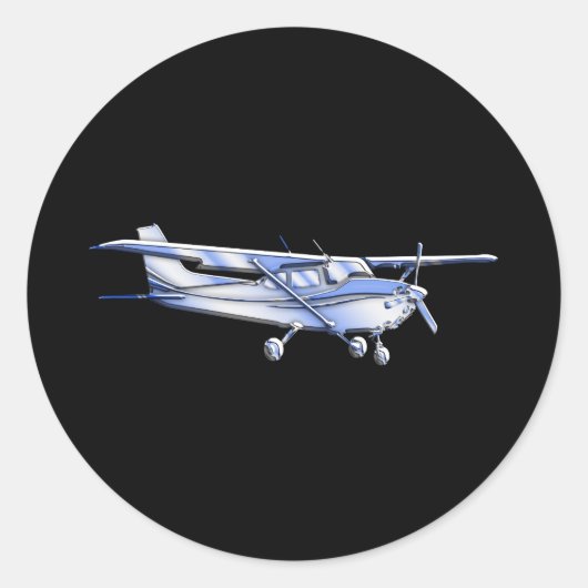 Sticker Rond Silhouette de Cessna classique de l'aéronef volant (Devant)