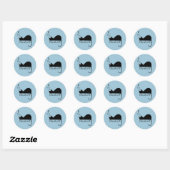 Sticker Rond Silhouette de chat couché personnalisé (Feuille)