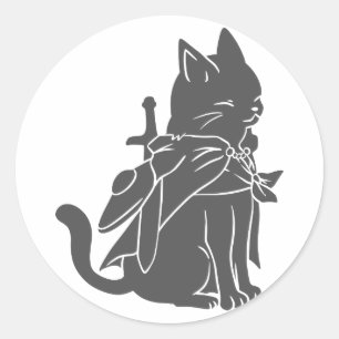 Sticker Rond Silhouette de chat guerrier - Choisir la couleur a