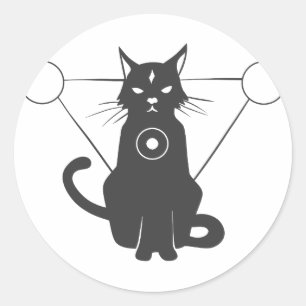 Sticker Rond Silhouette de chat magique - Choisir la couleur de