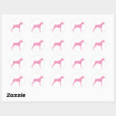 Sticker Rond Silhouette de chien de boxe (rose) (Feuille)