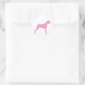 Sticker Rond Silhouette de chien de boxe (rose) (Sac)