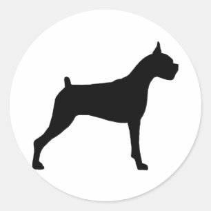 Sticker Rond Silhouette de chien de boxeur