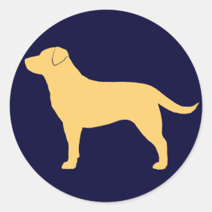 Sticker Rond Silhouette de chien de trieur du Labrador jaune