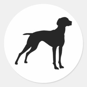 Sticker Rond Silhouette de chien de Vizsla (noir)
