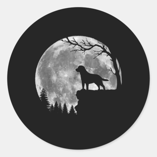 Sticker Rond Silhouette de chien Labrador Retriever Lune Hallow (Devant)
