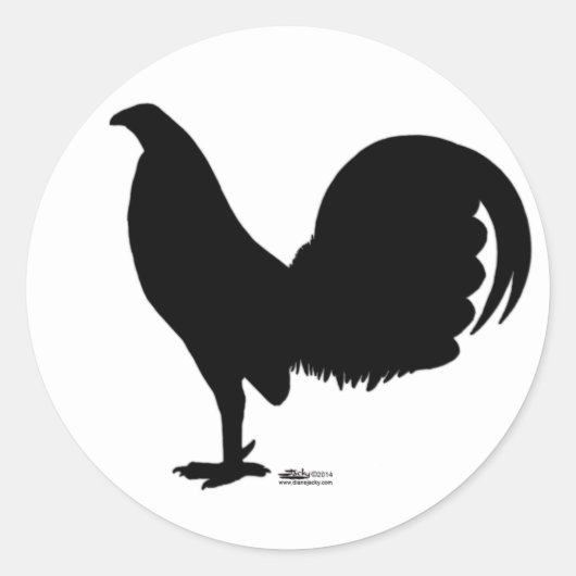 Sticker Rond Silhouette de coq de coq de combat (Devant)