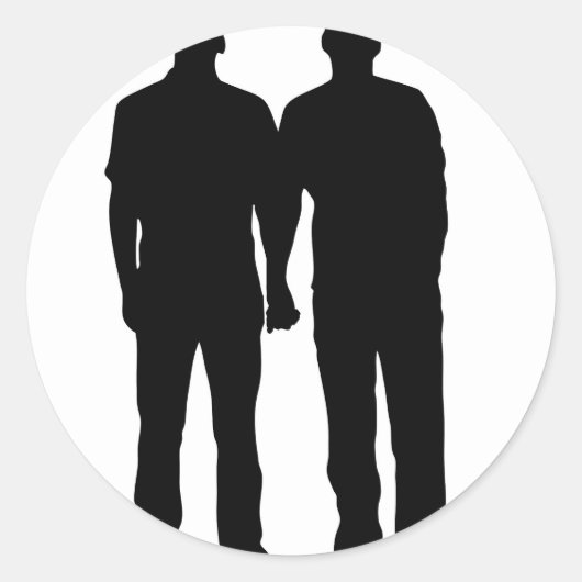 Sticker Rond Silhouette de couple gay (Devant)