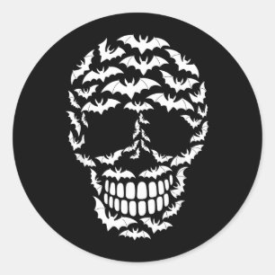 Sticker Rond Silhouette de crâne de chauve-souris Costume drôle