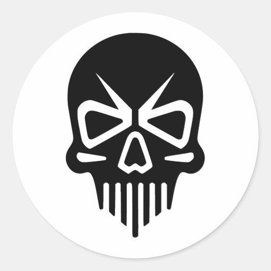 Sticker Rond Silhouette de crâne élégant en monochrome (Devant)