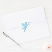 Sticker Rond Silhouette de Cupidon bleu aquarelle (Enveloppe)