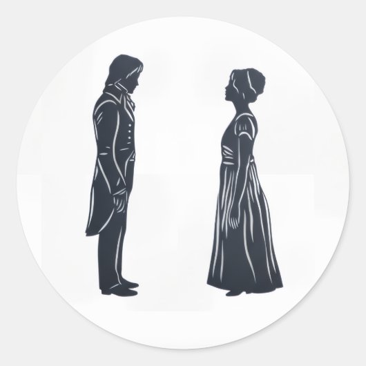 Sticker Rond Silhouette de Darcy & Elizabeth (Devant)