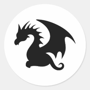 Sticker Rond Silhouette de dragon minimaliste Abstrait