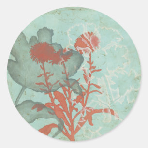 Sticker Rond Silhouette de Fleurs rouges sur Arrière - plan Tur