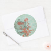 Sticker Rond Silhouette de Fleurs rouges sur Arrière - plan Tur (Enveloppe)