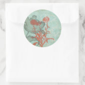 Sticker Rond Silhouette de Fleurs rouges sur Arrière - plan Tur (Sac)