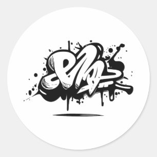 Sticker Rond Silhouette de graffiti minimaliste Abstrait