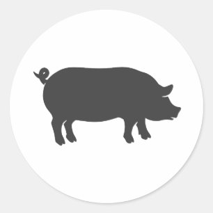 Sticker Rond Silhouette de la ferme de porcs - Choisissez la co