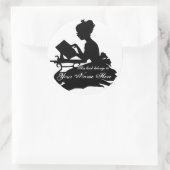 Sticker Rond Silhouette de la jeune fille Lecture plaque (Sac)