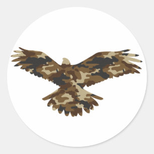 Sticker Rond Silhouette de l'aigle de Camouflage