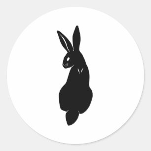 Sticker Rond Silhouette de lapin noir classique