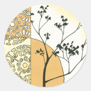 Sticker Rond Silhouette de l'arbre écarse par Megan Meagher