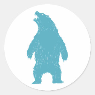 Sticker Rond Silhouette de l'ours - Choisir la couleur arrière